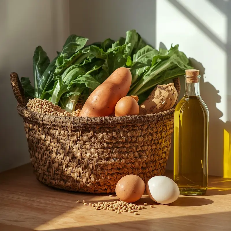 grocery basket filled with colorful produce
