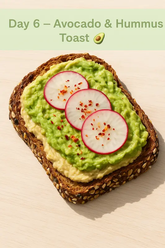 Smashed Avocado and Hummus on Seed-Crusted Bread